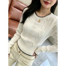 批发韩系撞色边圆领针织<b class='q'>打底衫</b>女新款内搭显瘦长袖上衣潮 上新款
