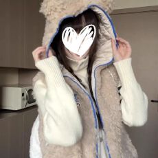 批发羊羔毛<b class='q'>小熊</b>耳朵连帽马甲棉服女冬季小个子叠穿保暖棉衣坎肩外套