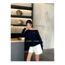 批发软糯针织衫秋冬新款独特别致设计感<b class='q'>一字领</b>露肩<b class='q'>上衣</b>女 应季新款