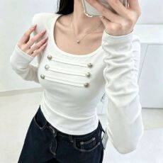 批发秋季女装新款设计感纯色显瘦百搭上衣 秋<b class='q'>冬</b>新款 洋气 减龄 显高