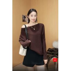 批发早秋 <b class='q'>一字肩</b>蝙蝠袖设计感长袖针织衫女洋气慵懒风气质<b class='q'>上衣</b> 优雅