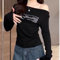 批发辣妹修身长袖T恤女秋显瘦短款上衣 秋<b class='q'>冬</b>新款 洋气 减龄 宽松版型