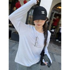 批发「活力多巴胺」莱赛尔天丝圆领长袖t恤女秋季 秋<b class='q'>冬</b>新款 韩系