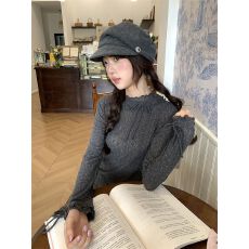 批发韩系半高圆领修身波点花边绑带<b class='q'>长袖</b><b class='q'>打底衫</b>上衣女2026新款 上新款