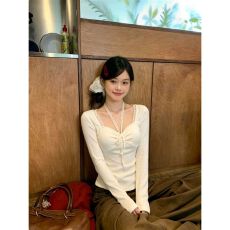 批发纯欲风蕾丝花边挂脖<b class='q'>T</b><b class='q'>恤</b>女秋冬白色内搭打底衫 秋冬新款 高级感