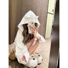 批发纯棉华棉可爱小猫耳朵连帽<b class='q'>开衫</b>卫衣女春秋新款印花韩系慵懒风<b class='q'>外</b>
