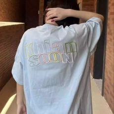 已出货 国潮美式刺绣logo短袖纯棉T恤男女情侣夏季宽松打底衫