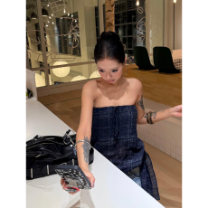 批发已出货 格纹美背<b class='q'>无袖</b>抹胸<b class='q'>背心</b>女夏季绑带上衣