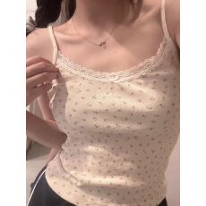 批发已出货 甜妹风蕾丝边碎花吊带背心女夏季内搭打底小众<b class='q'>修身</b>上衣