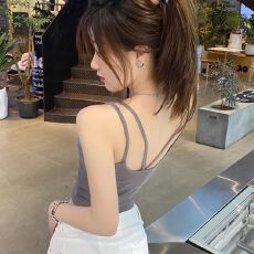 批发已出货 灰色吊带背心女夏新款<b class='q'>修身</b>显瘦内搭外穿纯欲风百搭上衣