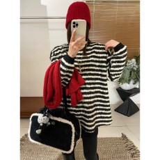 批发软糯加加厚卫衣女冬季<b class='q'>长袖</b><b class='q'>t</b><b class='q'>恤</b>圆领毛条新款百搭时尚显瘦