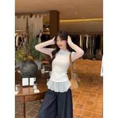 批发设计感气质假两件长袖T恤<b class='q'>女</b>夏秋百搭修身显瘦<b class='q'>打底衫</b>新款