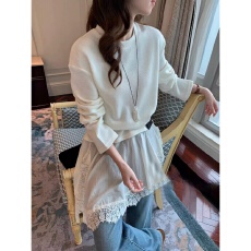 批发法式<b class='q'>甜美</b>秋冬款下摆圆领新款百搭时尚显瘦气质简约休闲