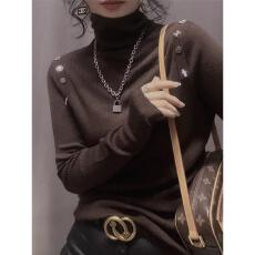 堆堆领针织毛衣衫上衣秋冬新款大码时尚修身百搭高领超细打底衫女