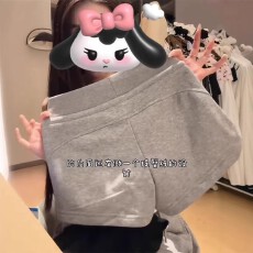 批发美式辣妹抽绳运动短裤子女2026夏季新款高腰<b class='q'>修身</b>外穿包臀裤子灰色