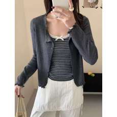 批发蝴蝶结木耳边2件套