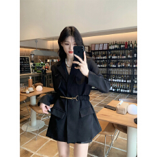批发实拍实价~冷淡系黑色西装外套连衣裙高级感炸街气质女神范小西服