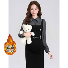 批发【加绒加厚】【含腰带】侧拉法式复古波点连衣裙秋冬显瘦a字裙