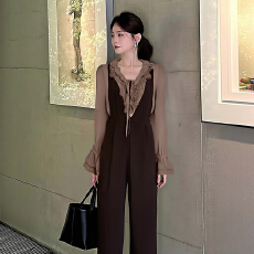 批发高端名媛气质小香风巨好看<b class='q'>衬衫</b>叠穿连体裤