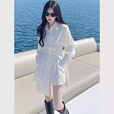 批发【含腰带】春秋新款法式气质轻奢高级感小香风收腰<b class='q'>衬衫</b>连衣裙