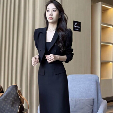 批发春<b class='q'>秋</b>季新款小上衣高腰显瘦外套包臀裙子时尚套装女