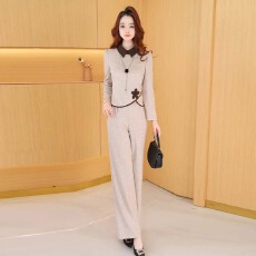 批发【两件套】春<b class='q'>秋</b>时尚宽松洋气休闲收腰气质减龄长袖高腰套装