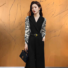 批发【送腰带】2026春秋季新款气质通勤波点高腰系带<b class='q'>连体裤女</b>