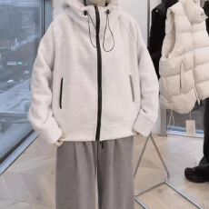 批发55棉45涤连帽卫衣外套2026春季新款大码<b class='q'>女装</b>胖mm显瘦休闲开衫上衣