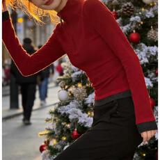 批发92涤8氨纶半拉链立领长袖T恤女2026春新款<b class='q'>百搭</b>洋气打底衫保暖上衣