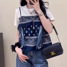 批发100涤假两件短袖<b class='q'>女装</b>t恤夏季<b class='q'>大码</b>胖MM设计感时尚洋气独特漂亮上衣