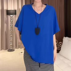 批发65棉35涤大码V领短袖T恤女2025夏季新款<b class='q'>胖</b><b class='q'>MM</b>遮肉显瘦百搭洋气上衣