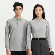 批发240克纯棉珠地网眼纯色领长袖