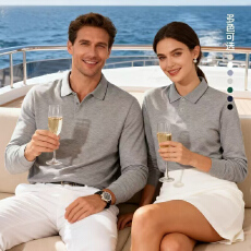 批发250克纯棉双面珠地POLO衫撞色领长袖