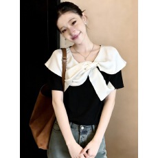 批发蝴蝶结短袖t恤打底衫女夏季2026大码<b class='q'>胖</b>mm<b class='q'>显瘦</b>巨好看减龄超火上衣