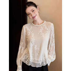 批发白色衬衫女<b class='q'>长袖</b>春季2026新款高级感轻奢独特蕾丝超好看绝美衬衣