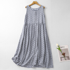 批发法式圆领波点无袖背心<b class='q'>连衣裙</b>女2026春夏新款气质减龄显瘦仙女裙子