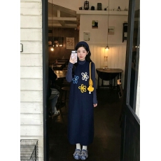 批发韩系彩色花朵刺绣针织背心裙女 宽松<b class='q'>无袖</b>长款马甲<b class='q'>连衣裙</b>叠穿套装