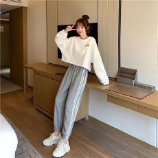 批发春秋新款<b class='q'>运动服</b>套装女<b class='q'>韩版</b>洋气宽松彩虹卫衣休闲哈伦裤两件套