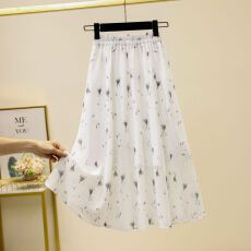 批发夏法式碎花半身裙女高腰显瘦遮胯中长款A字森系气质纱裙有内里