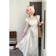 批发法式荷叶边<b class='q'>一字肩</b><b class='q'>连衣裙</b>子女夏季2026新款超好看小众设计气质长裙