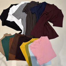 批发210克纯棉中老年短袖T恤<b class='q'>上衣</b>女夏季