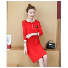 批发春秋长袖翻领连衣<b class='q'>裙</b>2026春季新款大码宽松遮肉显瘦中长款卫衣<b class='q'>裙</b>子