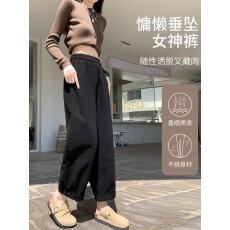 批发【原版做工纯棉骑兵斜】夏天薄裤子大码女休闲梨形宽松哈伦九分裤