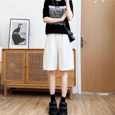 批发新港棉夏季白色五分<b class='q'>短裤</b>女新款裤子薄款休闲裤宽松显瘦裤阔腿裤
