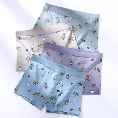 批发26新款男士内裤纯棉抗菌舒适中腰青年四角裤衩短裤平角裤印花大码