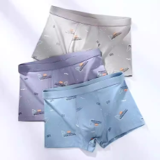 批发2026新款抗菌男士内裤纯棉底档男款四角裤男生印花平角大码短裤头