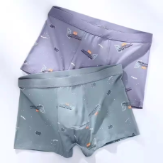 批发2026新款纯棉男士青少年平角内裤透气中腰短裤四角裤头男生底裤衩