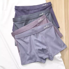 批发26款男士内裤男生纯棉抗菌透气四角裤衩青少年纯色大码平角短裤头