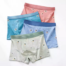 批发男士内裤纯棉青少年男生发育期学生大码四角短裤宽松初中生平角裤