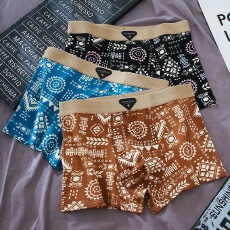 批发男士内裤纯棉男生四角裤平角短裤头青少年宽松抑菌透气2026新款